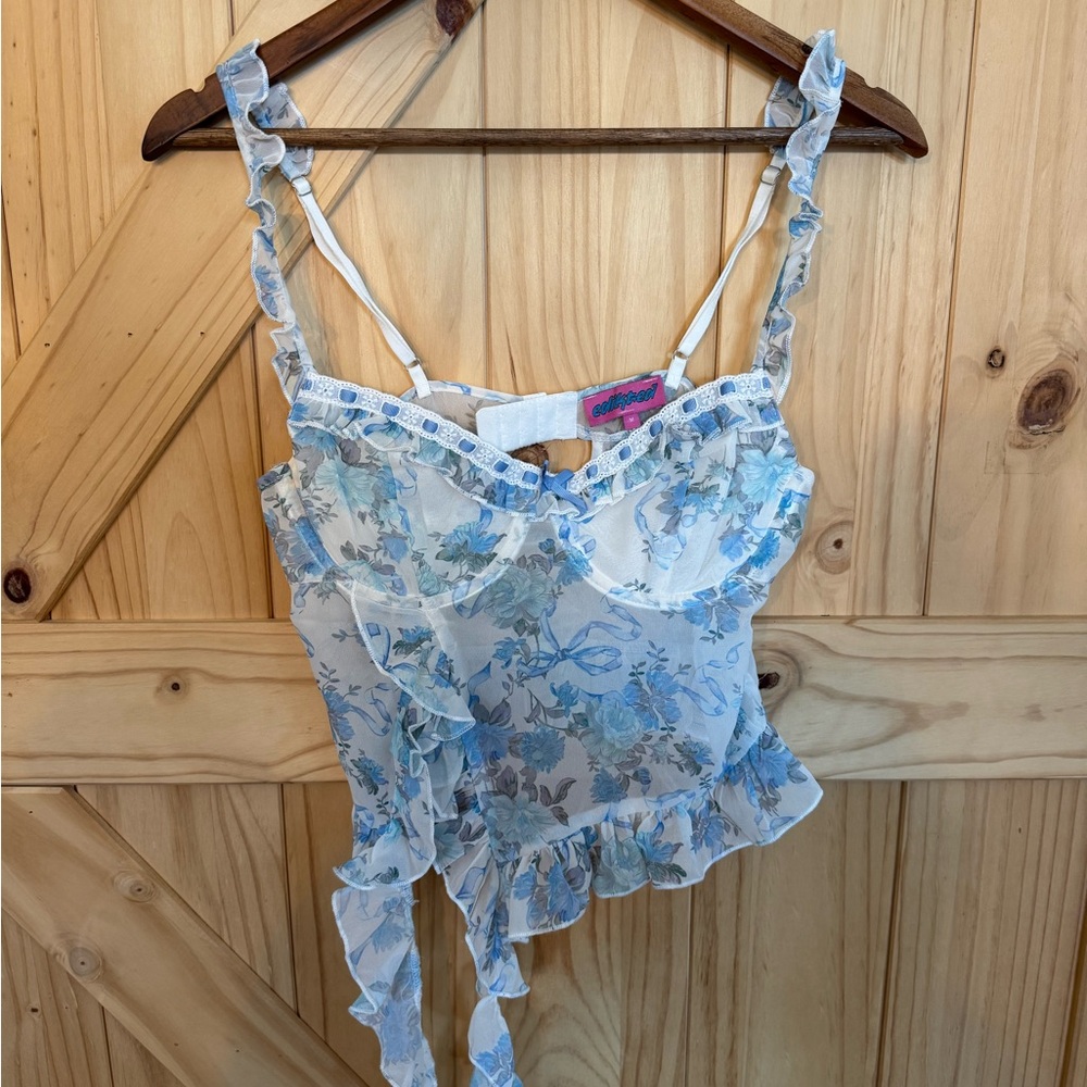 Edikted Blue and White Floral Camisole